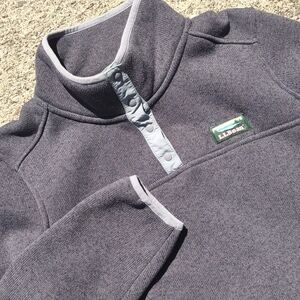 LL Bean Sweater Fleece T Snap Pullover Women's Large Dark Gray EUC